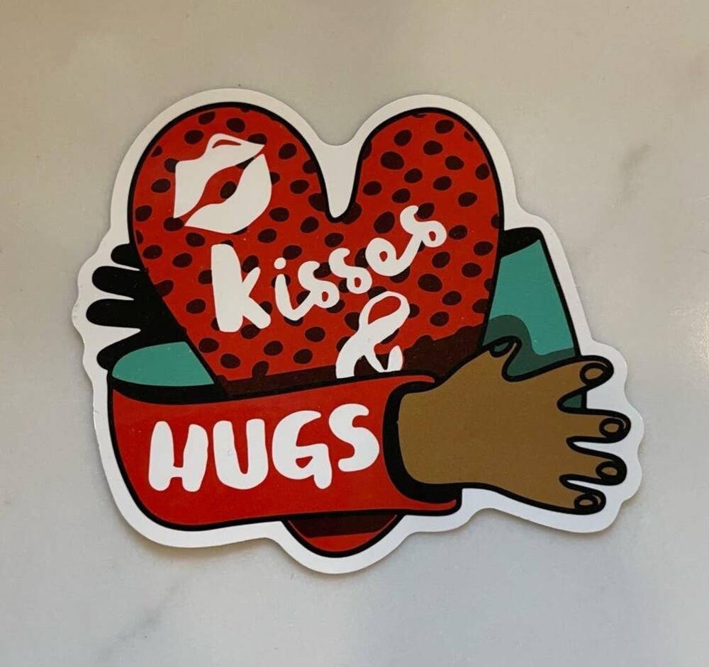 Kisses & Hugs Red Heart Sticker